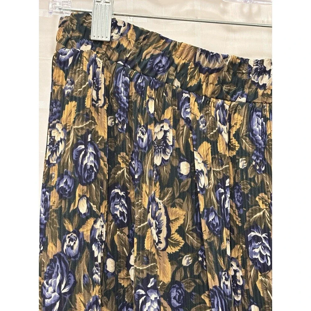 Vintage Sag Harbor Floral Midi Skirt‎ Womens Small Elastic Waist Pleated 90s